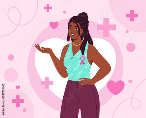 Woman with awareness ribbon. Vector illustration