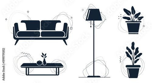 Modern living room furniture set.