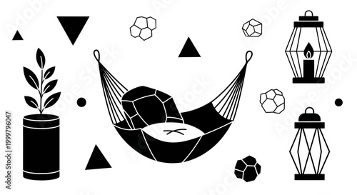 Person Sleeping in Hammock Illustration.