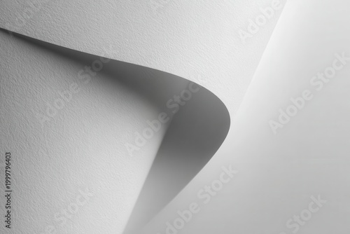 Minimalist White Paper with Curving Edges and Shadows