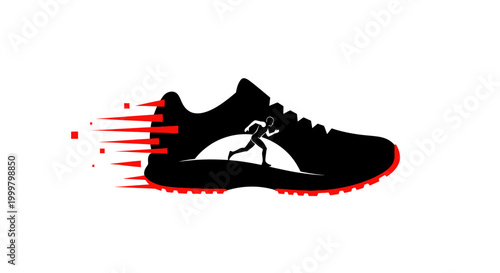 Black and white running shoe design.