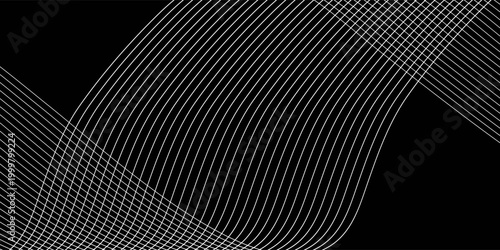 Abstract wave element for design. Digital frequency track equalizer. Stylized line art background. Vector illustration. Wave with lines created using blend tool. Curved wavy line. eps10