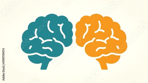Brain Splitting in Two Halves and Reconnecting Animation Mental Health Concept Video