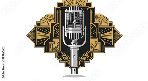 Vintage Microphone with Art Deco Design Elements.