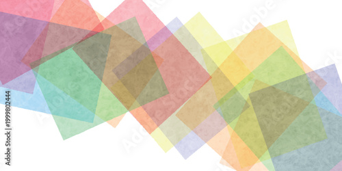 Colorful Overlapping Transparent Geometric Square Patterns