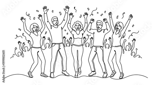 Diverse group of people celebrating together.