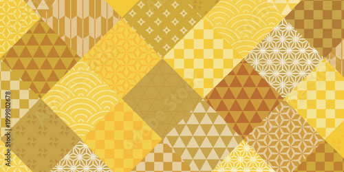Elegant Japanese Traditional Gold Pattern Mosaic Background
