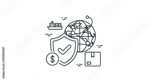 Global Financial Security Protection Icon Set.