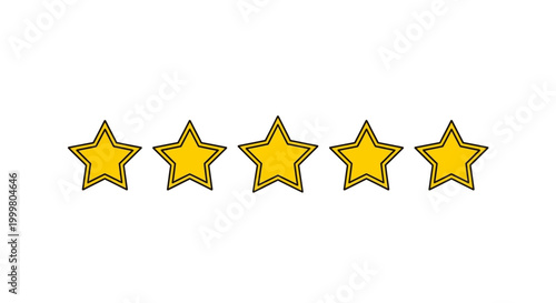 Five golden stars arranged in a row, symbolizing a perfect rating or excellent quality