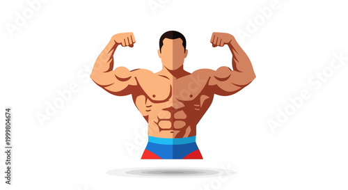 Muscular bodybuilder flexing muscles with intense strength and power, symbolizing fitness and a healthy lifestyle