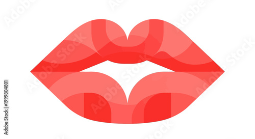 Graphic depiction of alluring red lips with soft curves and a captivating shine