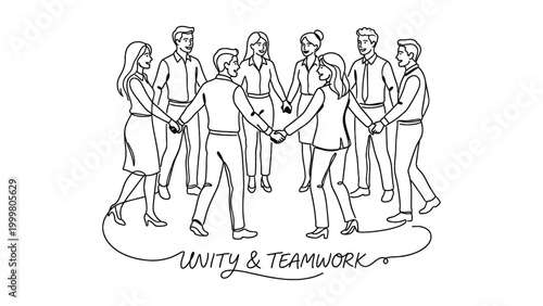Unity and teamwork concept with diverse group.