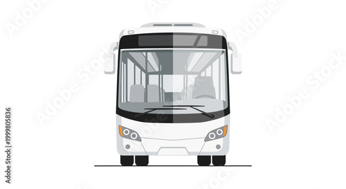 Modern White Bus Front View - Clean Transportation Design Vector