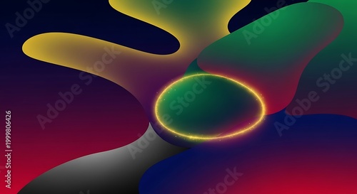 vibrant abstract swirl with neon glow and gradient colors in dark background