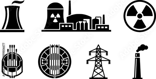 Line drawing of a large cooling tower, representing industrial infrastructure. Perfect for educational, engineering, and energy sector projects.
