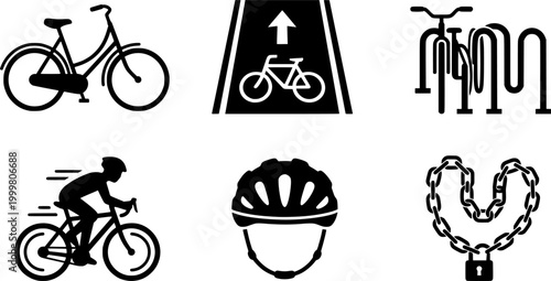 Simple doodle style bicycle icon within lines, conveying a bike path or lane. Ideal for traffic safety, urban mobility, and outdoor activity themes.
