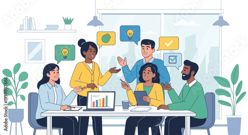 Diverse group of business people meeting.