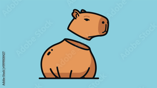 Cartoon Capybara Illustration Simple Design.