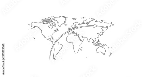 World Map Outline Illustration.