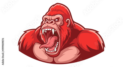 Furious Red Gorilla Roaring Aggressively