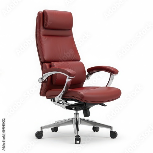 Red leather executive office chair with chrome accents executive chair leather chair
