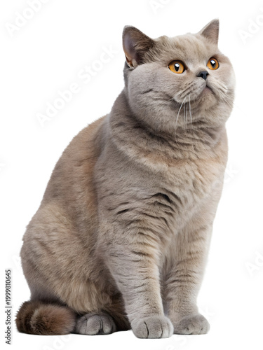 a british shorthair cat sitting on transparent background