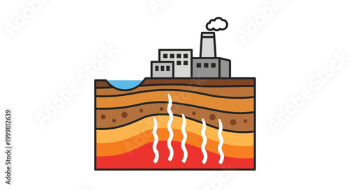 Sustainable energy solution Geothermal power plant tapping into the Earth's natural underground heat to generate clean electricity for industrial use