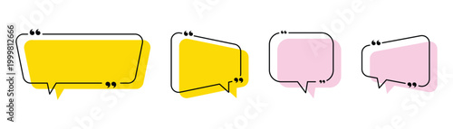 Schilderij op canvas Chat bubble in yellow and pink quote background, Speech bubble, message box set