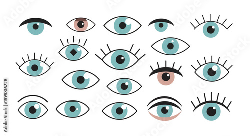 Collection of Diverse Eyes Illustration - Seeing, Vision, Surveillance, Awareness Concepts