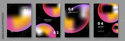 Minimalist posters featuring blurred circular shapes and warm liquid light leaks for a modern aesthetic