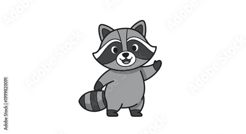 A cute raccoon waving its paw in a friendly gesture towards the viewer