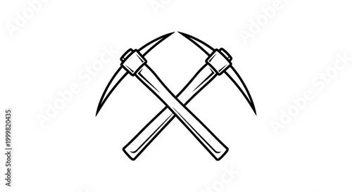 Crossed mining pickaxes illustration on white background