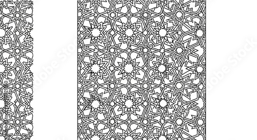Photography Seamless Geometric Islamic Pattern with Intricate Star and Polygon Mosaic Elements