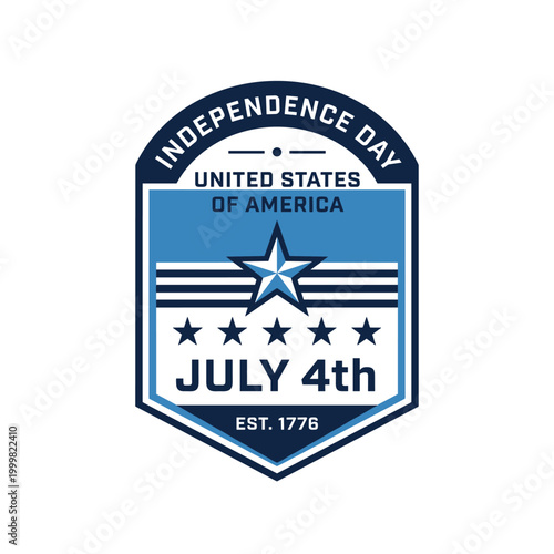 Minimalist Independence Day badge for United States of America