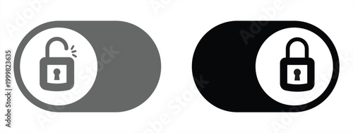 on/off switch button icon. security symbol padlock icon - locked, unlock button icon. vector illustration