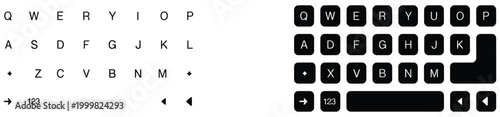 Quadro su tela Phone keyboard template featuring mobile alphabet message buttons, smartphone te
