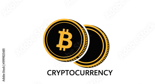 Bitcoin Cryptocurrency Digital Coin Icon for Global Financial Technology and Blockchain Transactions