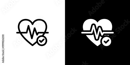 Health Monitoring icon concept with flat Black White Background. Vector illustration.