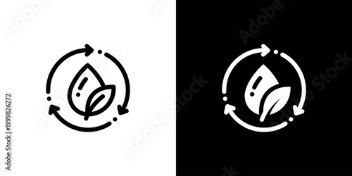 Water Conservation icon concept with flat Black White Background. Vector illustration.
