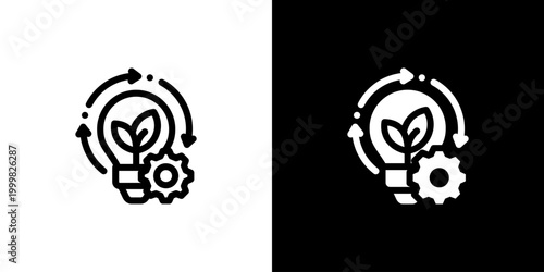 Energy Efficiency icon concept with flat Black White Background. Vector illustration.