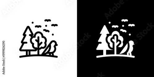 Biodiversity Nature icon concept with flat Black White Background. Vector illustration.