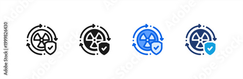Radiation Safety icon multiple style collection. Vector illustration.
