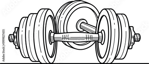 Minimalist Line Art Dumbbell Illustration for Fitness, Workout, and Gym Concepts