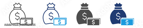 wages icon set multiple style