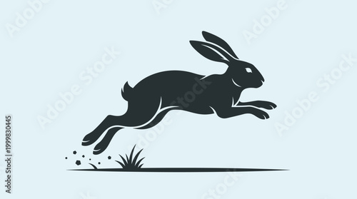 Fast Running Black Silhouette Rabbit.