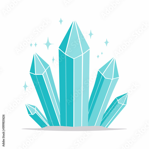 Group of Blue Crystals with Sparkles