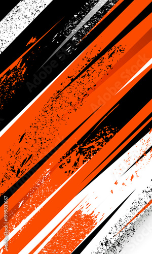 Abstract Sporty Racing Background with Dynamic Orange, Black, and White Grunge Speed Lines