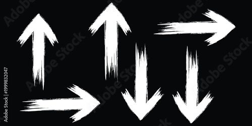 Dynamic vector arrows a collection of white brushstroke directional indicators for growth progress and strategic movement concepts
