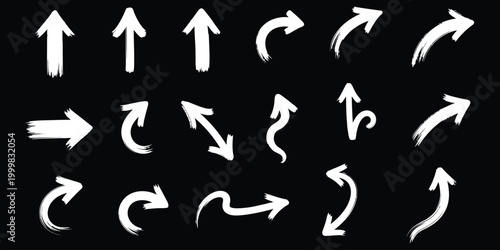 Diverse white arrow vector collection directional indicators for design presentations and graphic projects