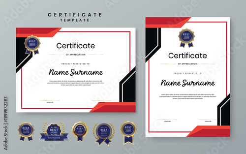 Photos Comprehensive certificate template collection in red and black colors featuring